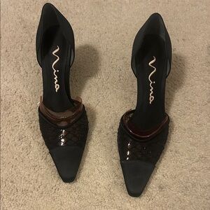 Nina Black Satin Heels